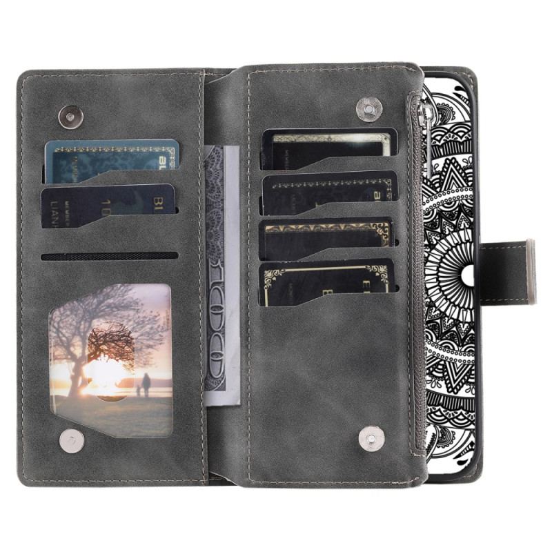 Housse Google Pixel 10 Pro XL Portefeuille Effet Daim Mandala