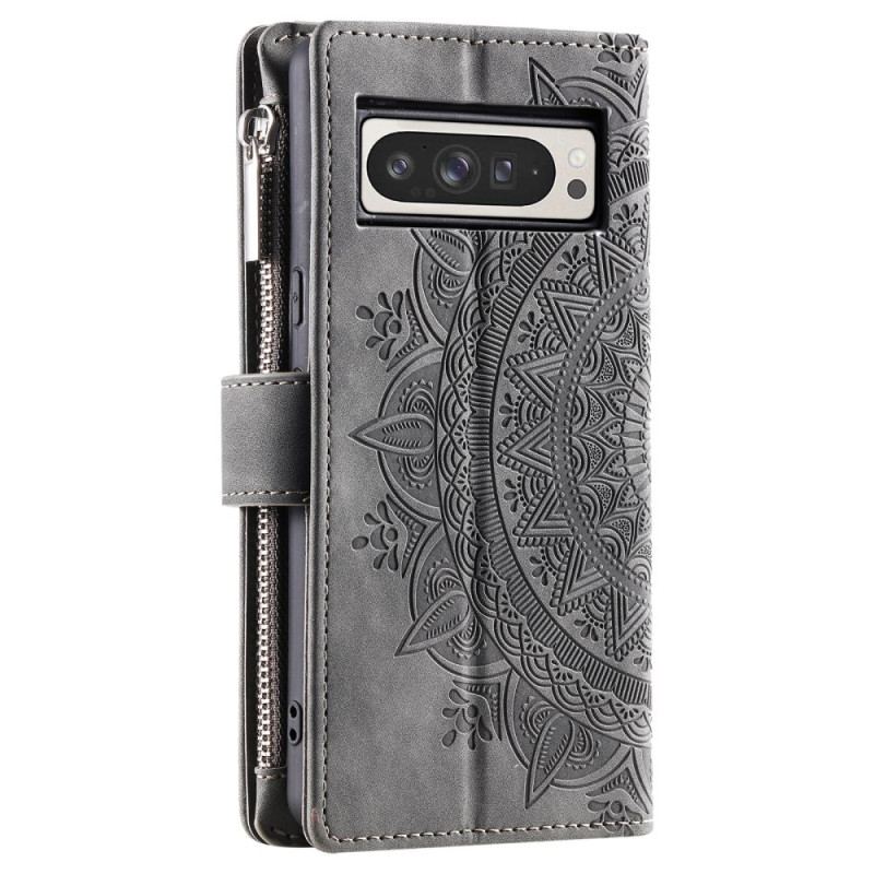 Housse Google Pixel 10 Pro XL Portefeuille Effet Daim Mandala