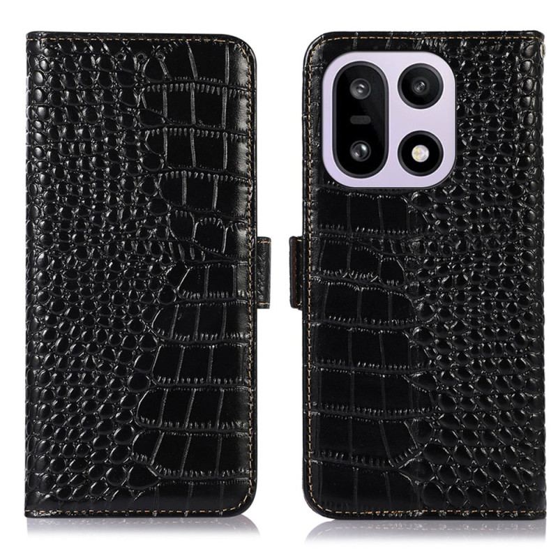 Housse OnePlus 15 5G RFID Cuir Texture Crocodile