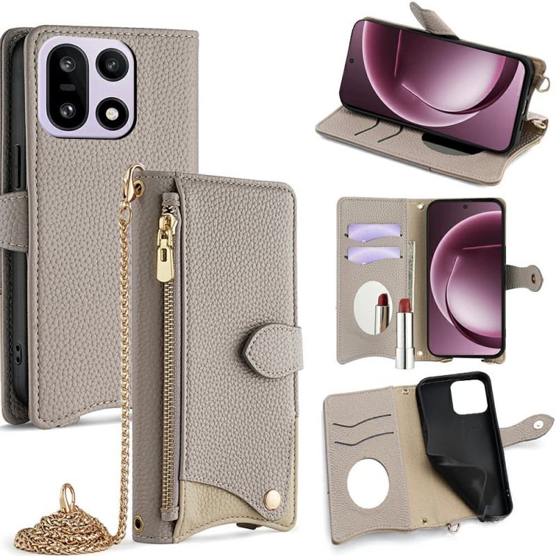 Housse OnePlus 15 Portefeuille avec Bandoulière Chaîne