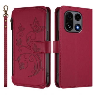 Housse OnePlus 15 Portefeuille Floral avec Lanière