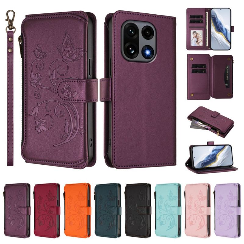 Housse OnePlus 15 Portefeuille Floral avec Lanière