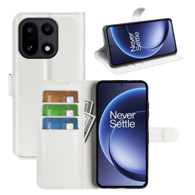 Housse OnePlus 15 Simili Cuir Litchi