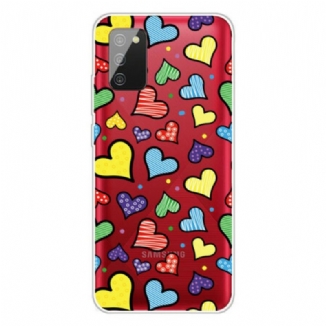 Coque Samsung Galaxy A02s Coeurs Multicolores