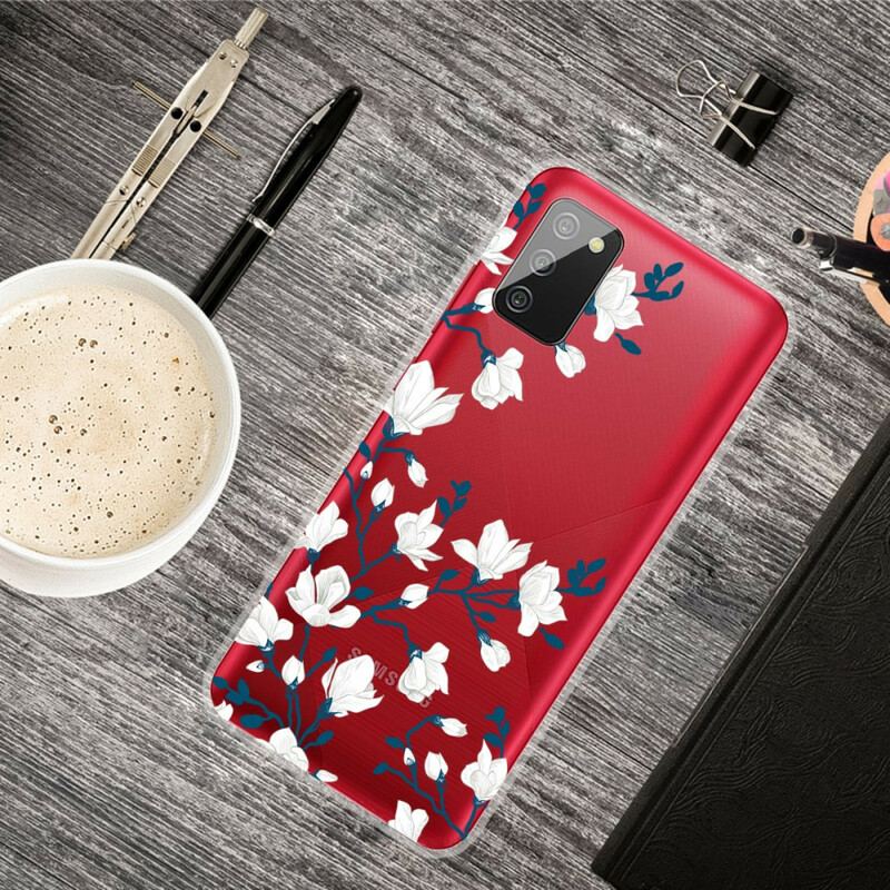 Coque Samsung Galaxy A02s Fleurs Blanches