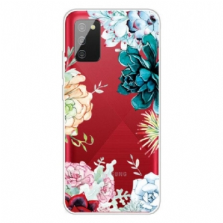 Coque Samsung Galaxy A02s Transparente Fleurs Aquarelle