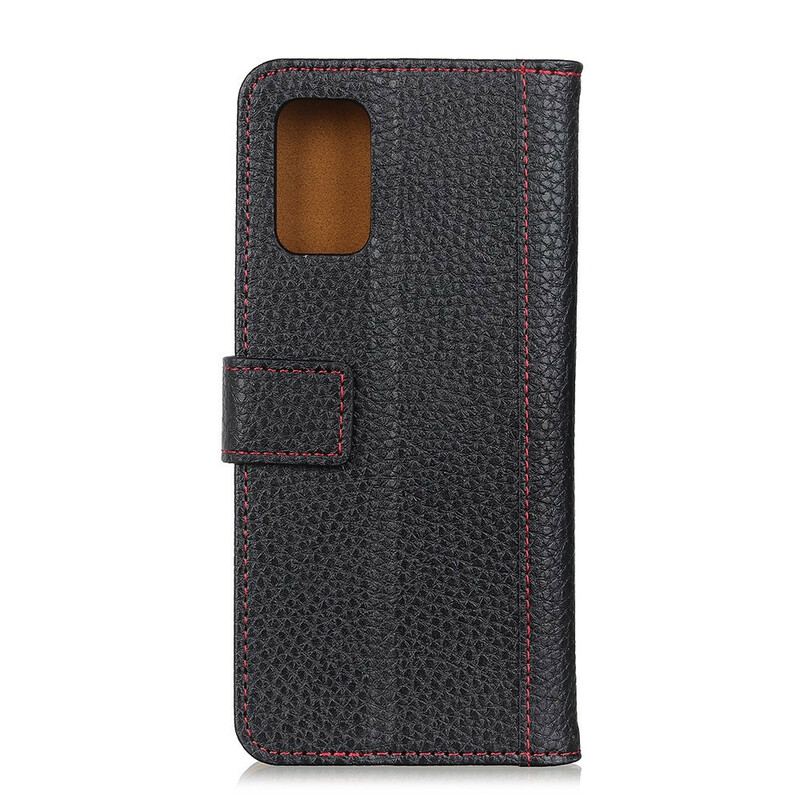 Housse Samsung Galaxy A02s Effet Cuir Litchi Coutures