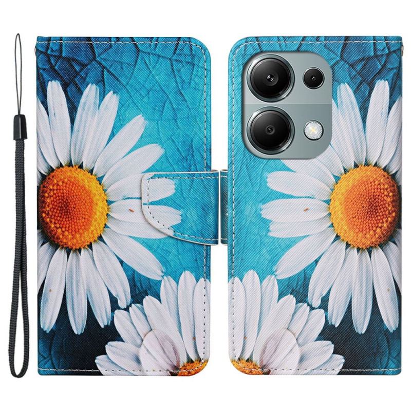 Housse Xiaomi Redmi Note 13 Pro 4G / Poco M6 Pro 4G Grands Chrysanthèmes à Lanière