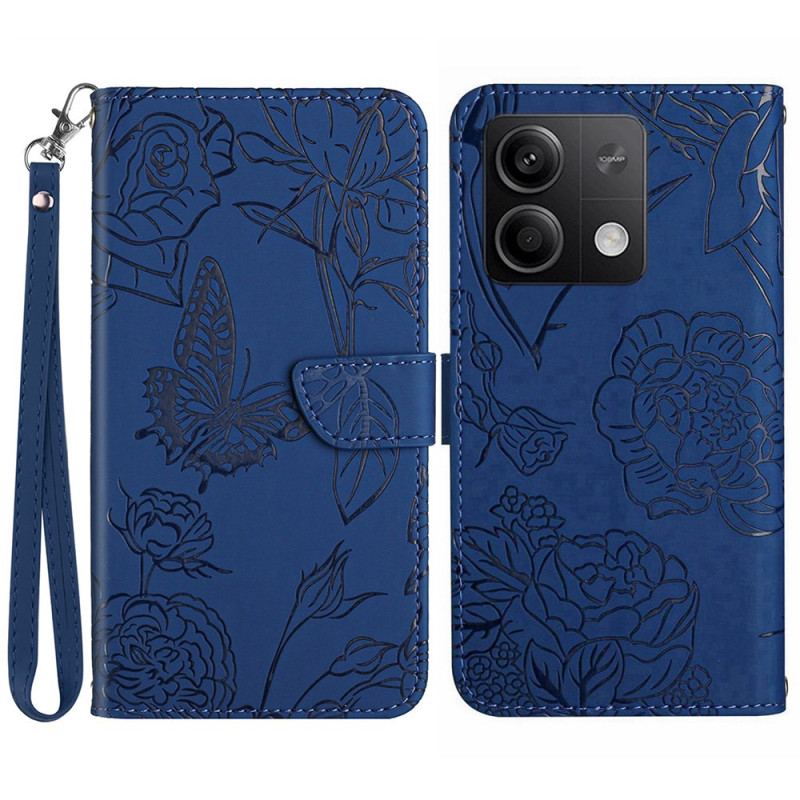 Housse Xiaomi Redmi Note 13 Pro 4G / Poco M6 Pro 4G Impression Papillons à Lanière