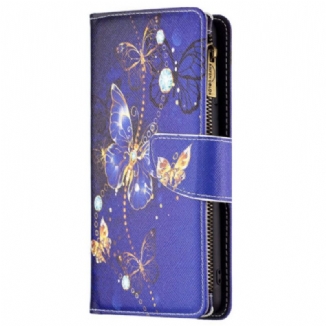 Housse Xiaomi Redmi Note 13 Pro 4G / Poco M6 Pro 4G Portefeuille Papillons Violets à Lanière