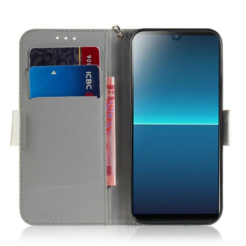 Housse Sony Xperia L4 Branche en Fleurs à Lanière