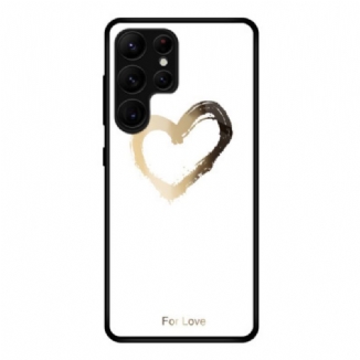 Coque Samsung Galaxy S25 Ultra 5G Coeur Doré sur Fond Blanc