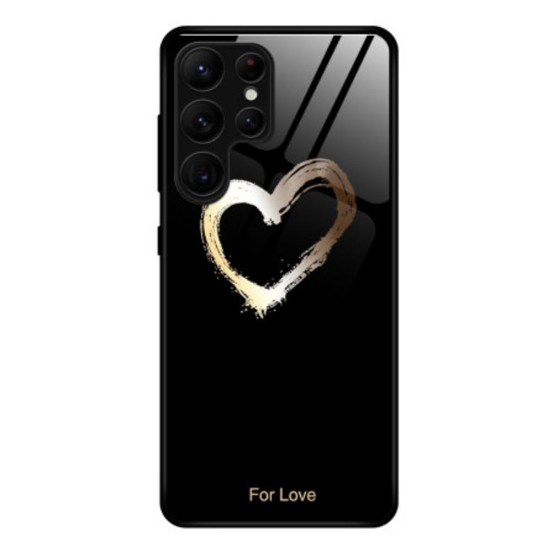 Coque Samsung Galaxy S25 Ultra 5G Coeur Doré sur Fond Noir