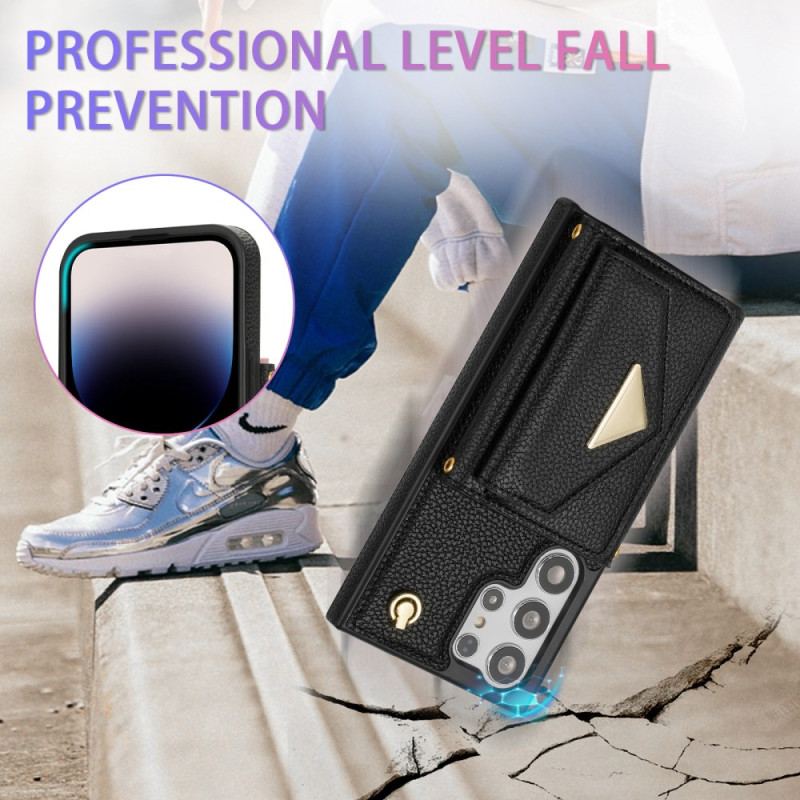 Coque Samsung Galaxy S25 Ultra 5G Effet Cuir avec Porte-Cartes et Sangle