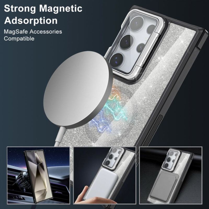 Coque Samsung Galaxy S25 Ultra 5G Paillettes Support Intégré