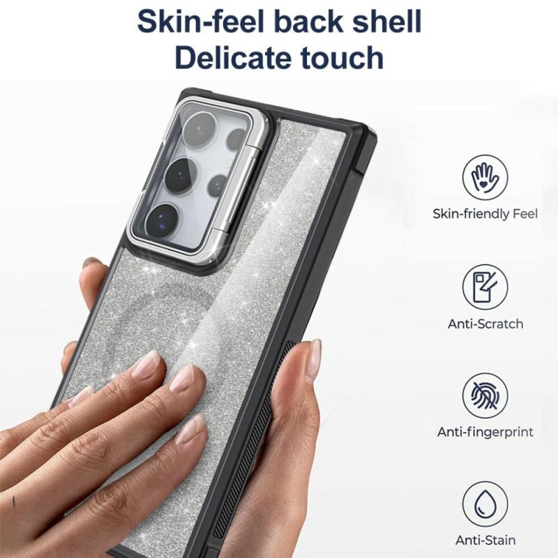 Coque Samsung Galaxy S25 Ultra 5G Paillettes Support Intégré