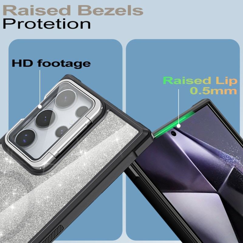 Coque Samsung Galaxy S25 Ultra 5G Paillettes Support Intégré