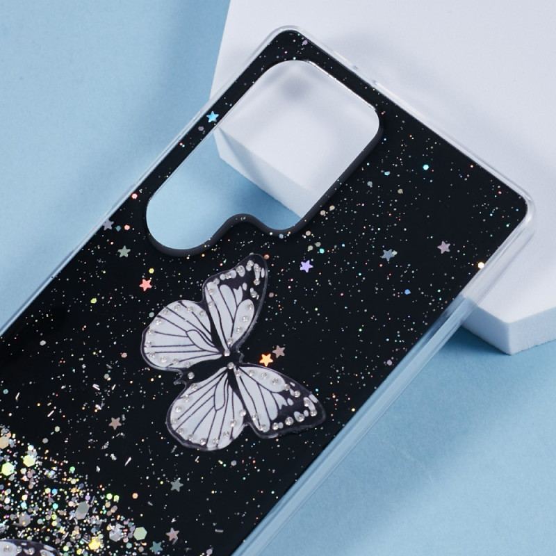 Coque Samsung Galaxy S25 Ultra 5G Papillons Paillettes