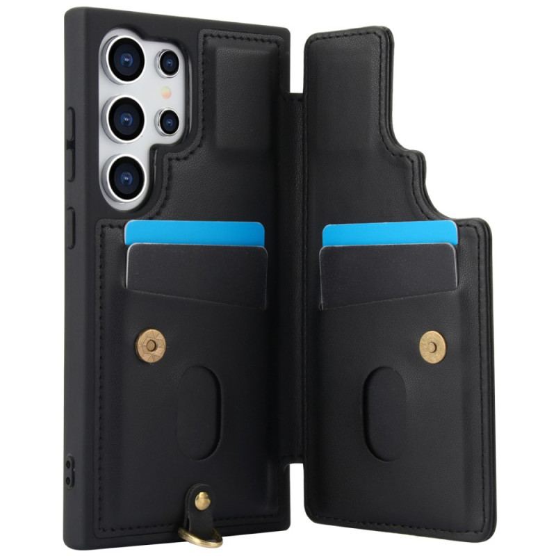 Coque Samsung Galaxy S25 Ultra 5G Porte-Cartes avec Lanière et Bandoulière