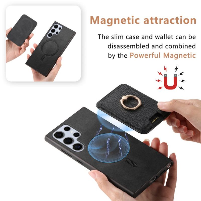 Coque Samsung Galaxy S25 Ultra 5G Porte-Cartes Magnétique Détachable et Support