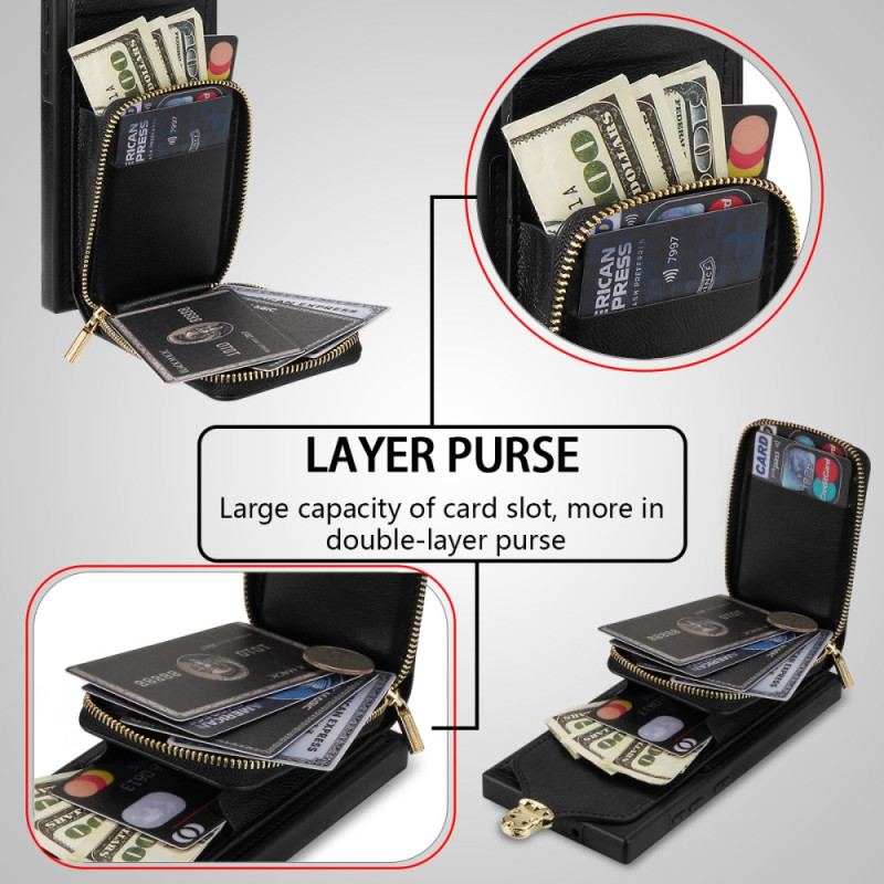 Coque Samsung Galaxy S25 Ultra 5G Portefeuille à Fermeture Éclair et Bandoulière