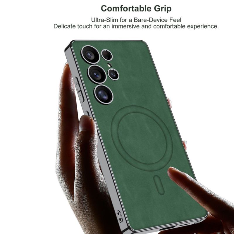 Coque pour Samsung Galaxy S25 Ultra 5G Simili Cuir Mat Compatible MagSafe