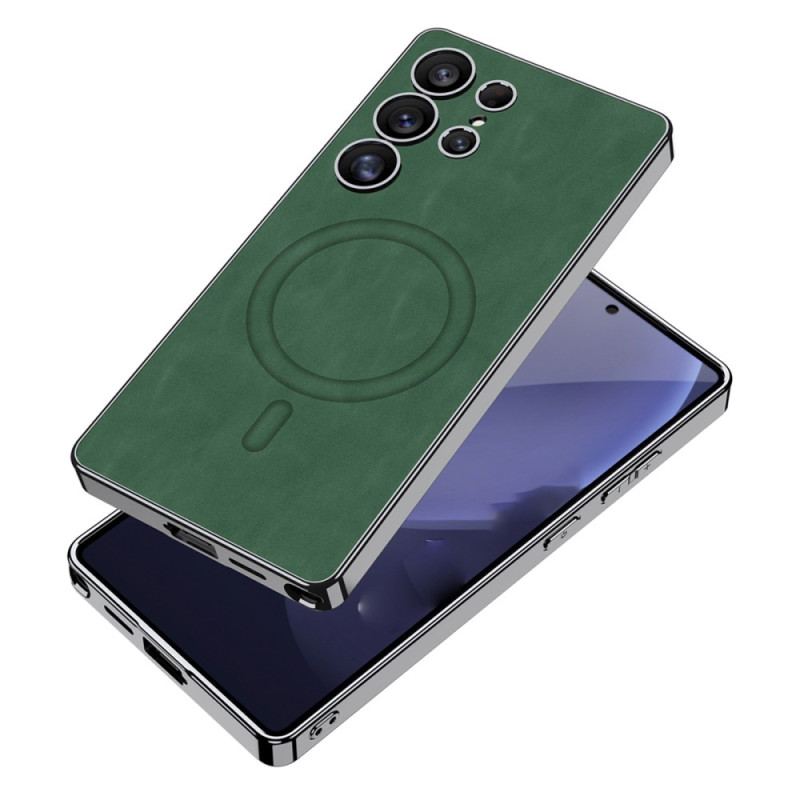 Coque pour Samsung Galaxy S25 Ultra 5G Simili Cuir Mat Compatible MagSafe