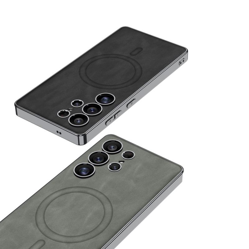 Coque pour Samsung Galaxy S25 Ultra 5G Simili Cuir Mat Compatible MagSafe