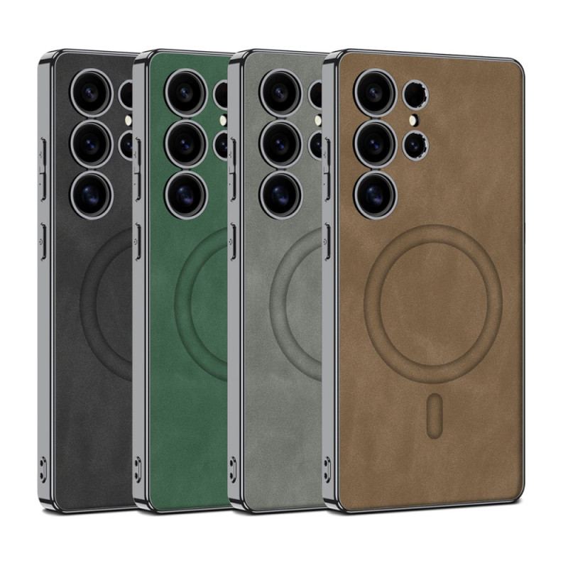 Coque pour Samsung Galaxy S25 Ultra 5G Simili Cuir Mat Compatible MagSafe