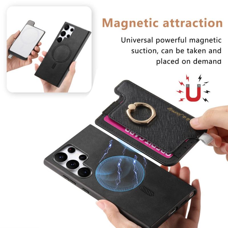 Coque Samsung Galaxy S25 Ultra 5G Style Daim Porte-Cartes Détachable