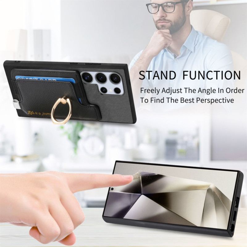 Coque Samsung Galaxy S25 Ultra 5G Style Daim Porte-Cartes Détachable