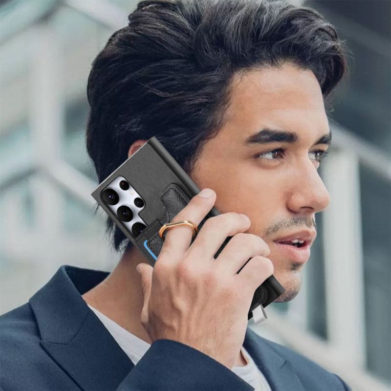 Coque Samsung Galaxy S25 Ultra 5G Style Daim Porte-Cartes Détachable