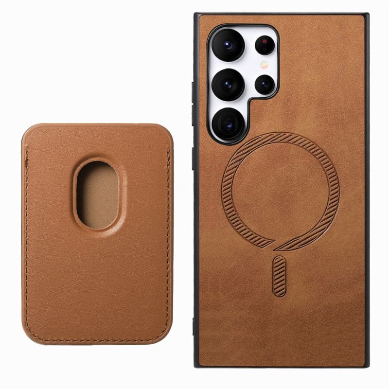Coque Samsung Galaxy S25 Ultra 5G Style Daim Porte-Cartes Magnétique Détachable