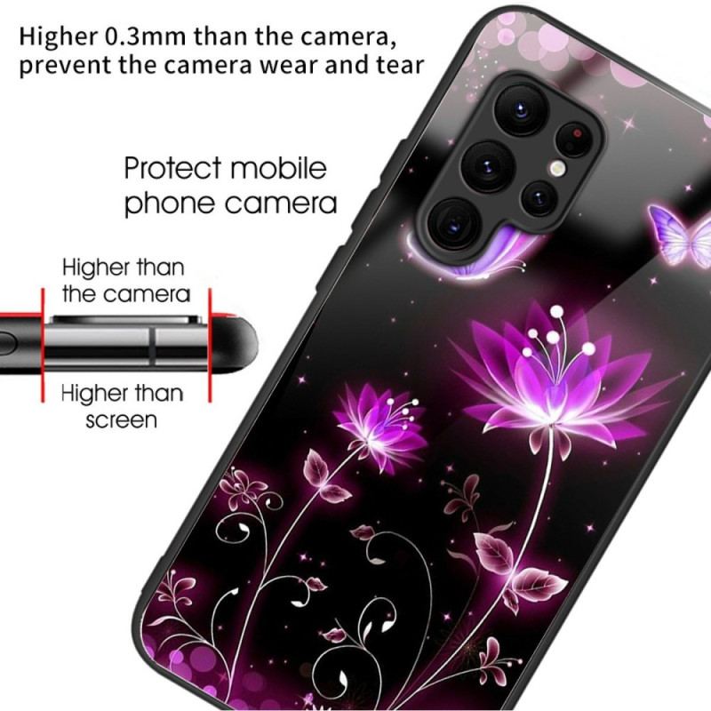 Coque Samsung Galaxy S25 Ultra 5G Verre Trempé Fleurs et Papillons