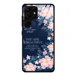Coque Samsung Galaxy S25 Ultra 5G Verre Trempé Fleurs Roses