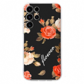 Coque Samsung Galaxy S25 Ultra 6G Motif Floral sur Fond Noir