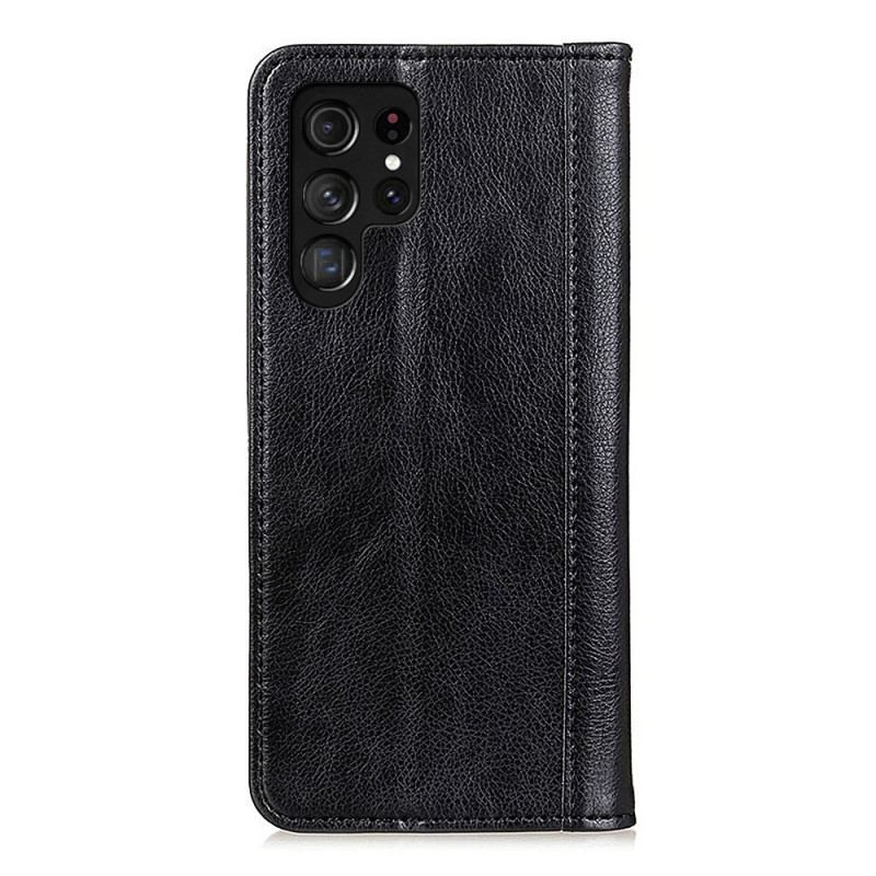 Flip Cover Samsung Galaxy S25 Ultra 5G Cuir Fendu LItchi