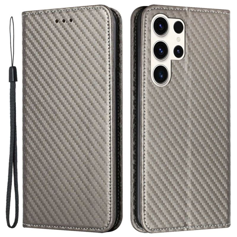 Flip Cover Samsung Galaxy S25 Ultra 5G Fibre Carbone à Lnaière