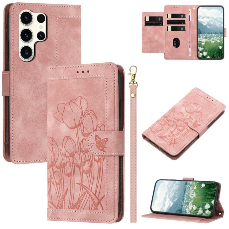 Housse Samsung Galaxy S25 Ultra 5G Effet Cuir Floral