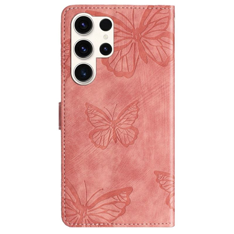 Housse Samsung Galaxy S25 Ultra 5G Effet Daim Papillons