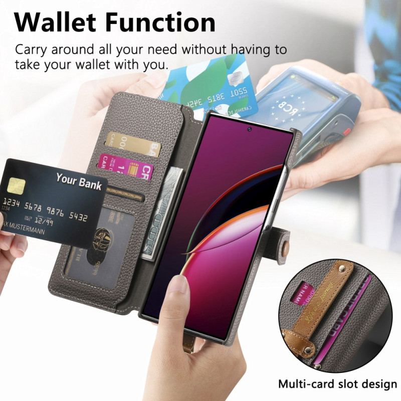 Housse Samsung Galaxy S25 Ultra 5G Portefeuille Protection RFID avec Pochette et Anneau