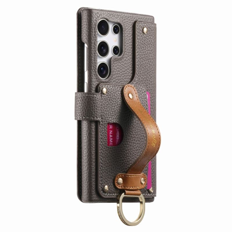 Housse Samsung Galaxy S25 Ultra 5G Portefeuille Protection RFID avec Pochette et Anneau