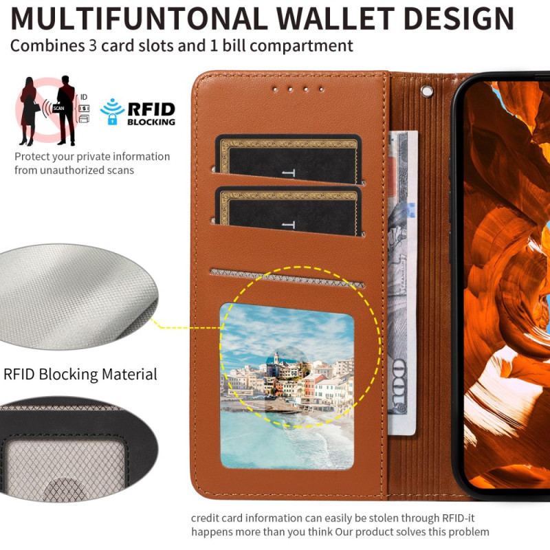 Housse Samsung Galaxy S25 Ultra 5G RFID Portefeuille Cuir avec Lanière