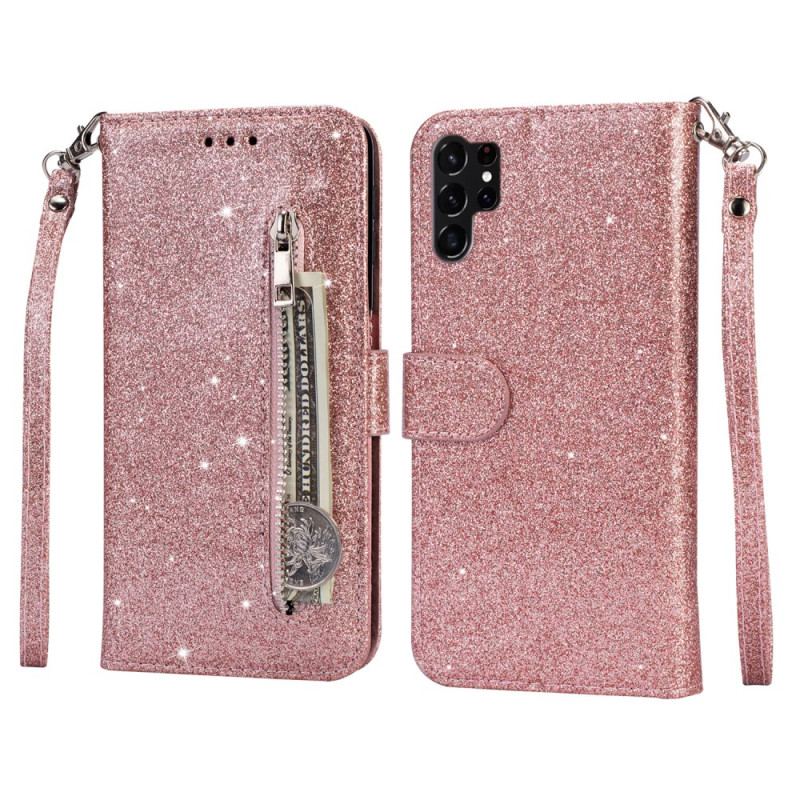 Housse Samsung Galaxy S25 Ultra Pochette Pailletée à Lanière