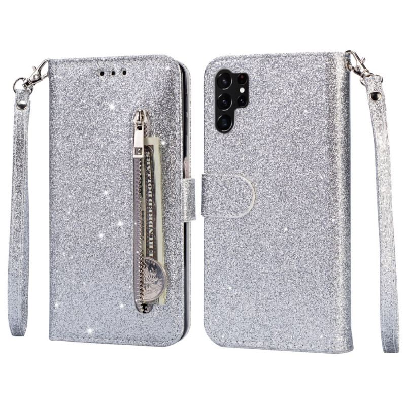 Housse Samsung Galaxy S25 Ultra Pochette Pailletée à Lanière