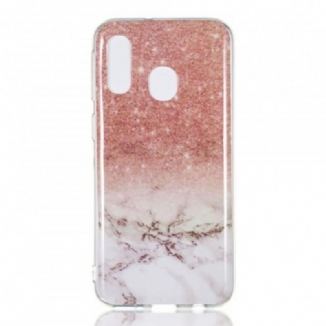 Coque Samsung Galaxy A40 Marbre Paillettes