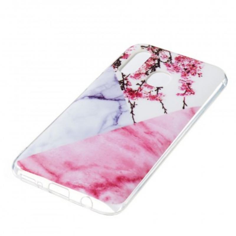 Coque Samsung Galaxy A40 Marbrée Fleurs de Prunier