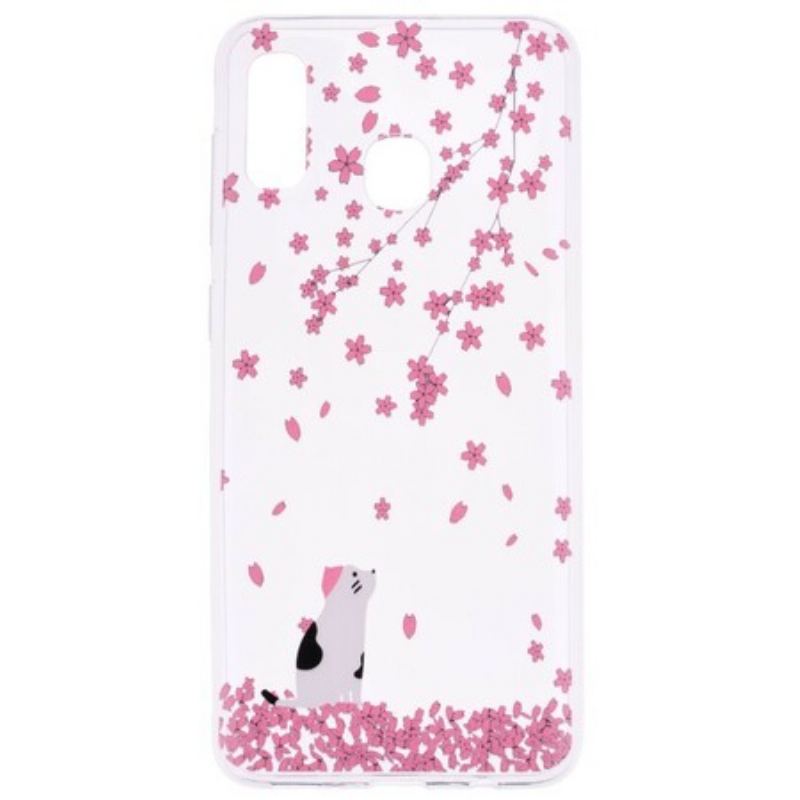 Coque Samsung Galaxy A40 Pétales et Chat
