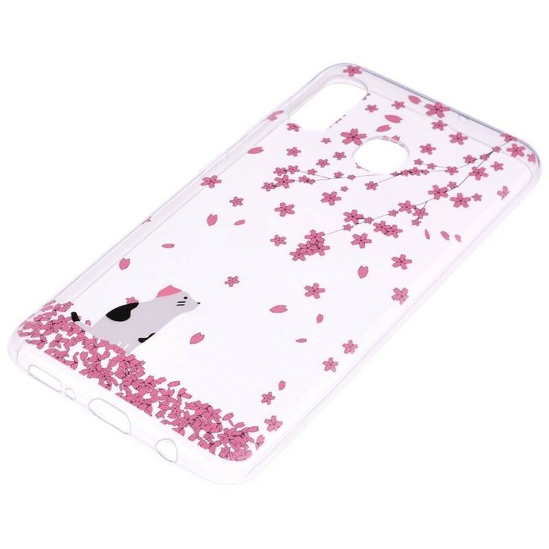 Coque Samsung Galaxy A40 Pétales et Chat
