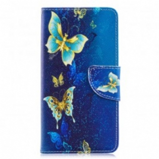 Housse Samsung Galaxy A40 Papillons Dorés